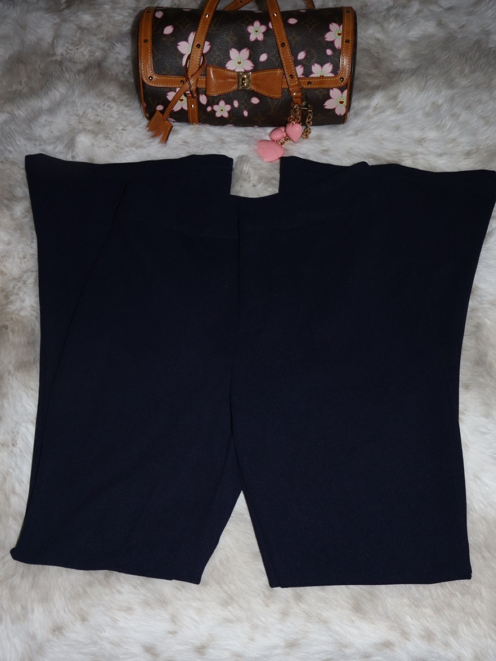 Navy Stretch high rise flare Pants